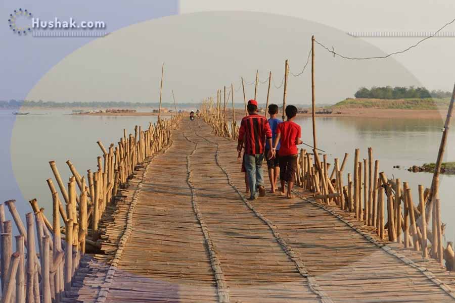 Необычные и странные мосты. Бамбуковый мост в Камбодже